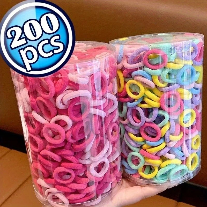 200 PCS Elastic Hair Ties Band Rope Ponytail Scrunchies Hair Holder for Girls