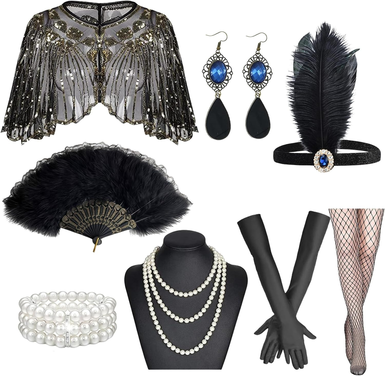 1920S Flapper Gatsby Accessories Set for Women Roaring 20’S Theme Party Costume
