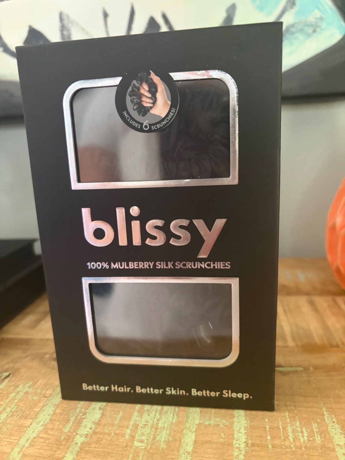Blissy 100% Mulberry Silk Hair Scrunchies Black NIB