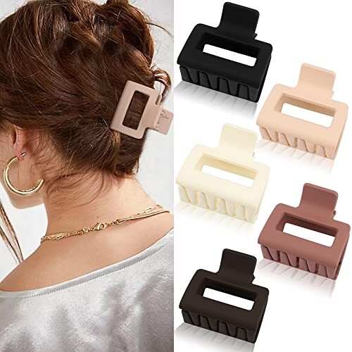 5 Pcs Square Matte Hair White, Black, Khaki, Chocolate brown, Coffee color