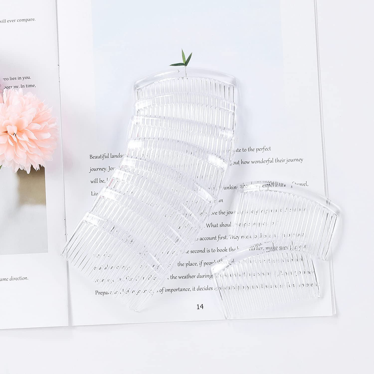 Cinaci 30 Pack 3 Inch White Clear Plastic French Hair Side Combs Wedding Bridal