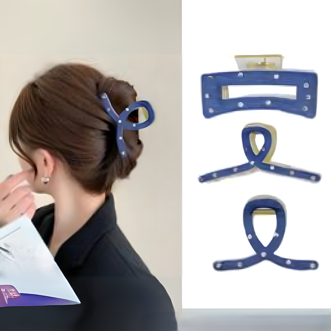Trendy Denim Jumbo Size Hair Claw Clips (Set of 2 Different Color & Mix Design)