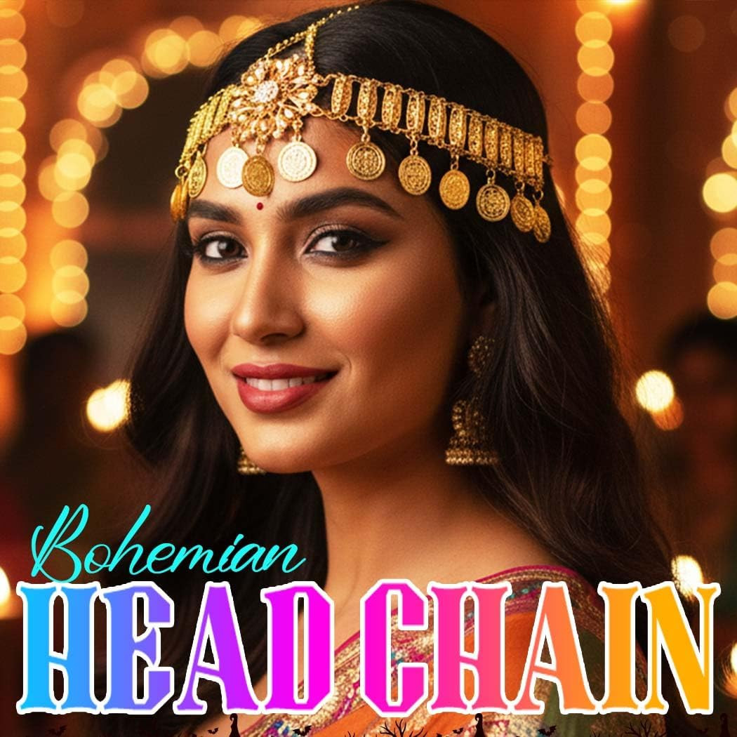 Gold Head Chain Jewelry Coins Boho Headpiece Festival Costume Hair Accessories f