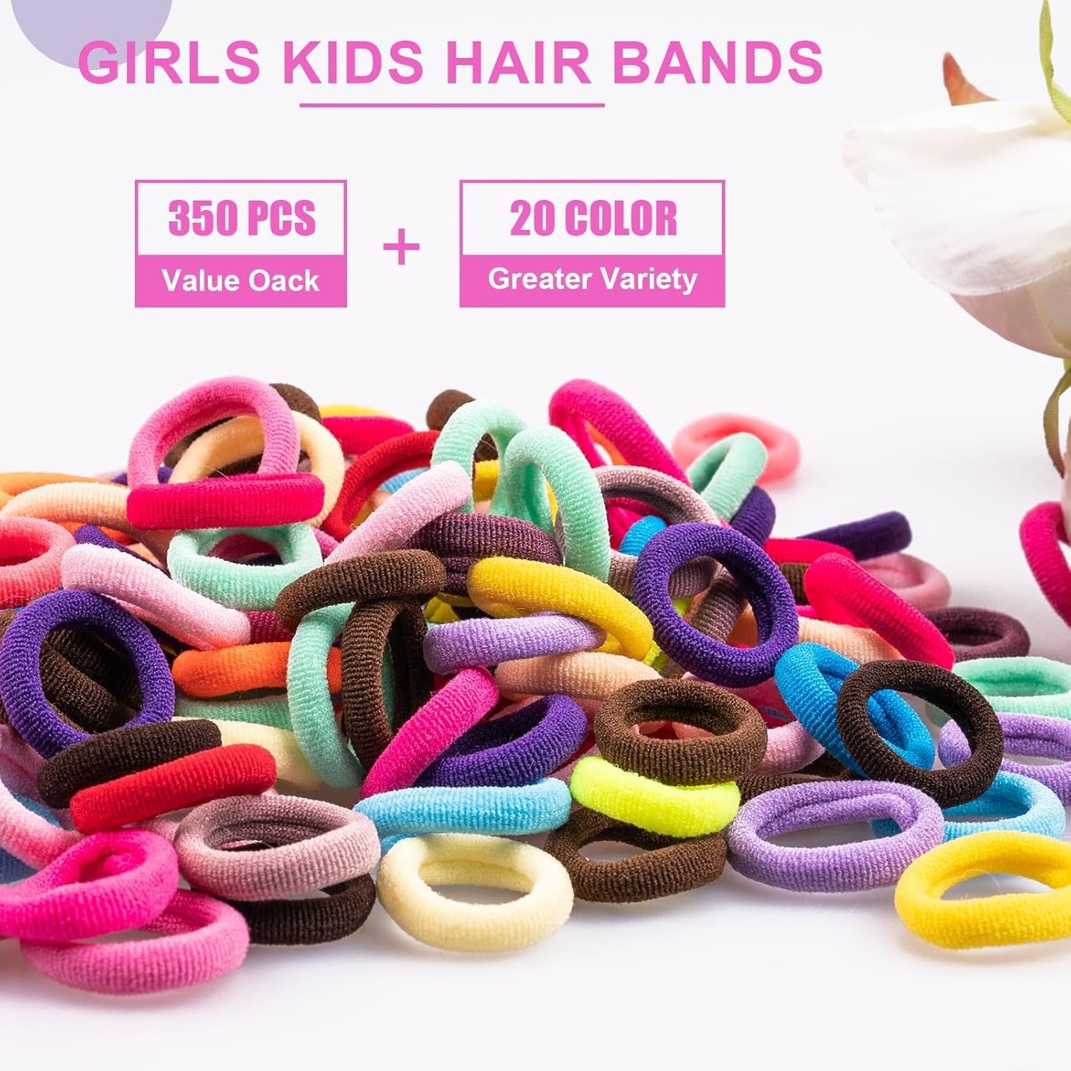 350 PCS 20 Colors Cotton Hair Ties Baby Kids Girls Elastics Ponytail Holders NEW