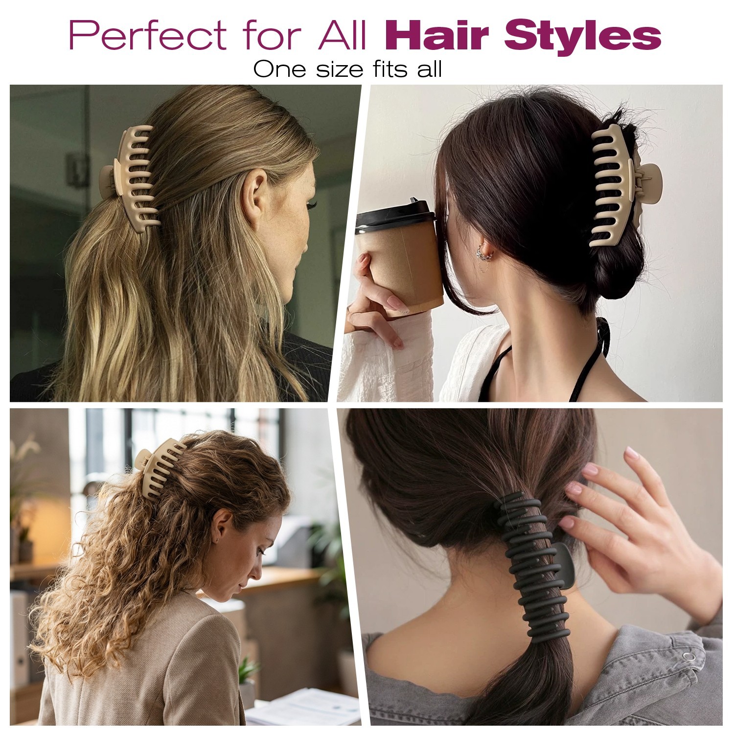 Mber 4 Pack Hair Clips 4.33″ Large Claw Clips for Thick Hair Thin Hair Claw Clip