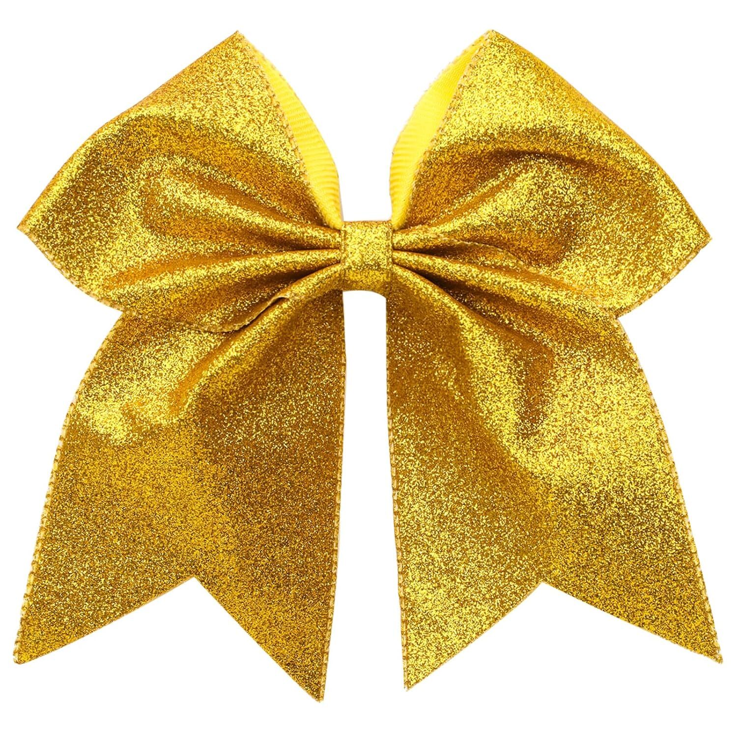 Hair Clips, Large Big 7inch Sequin Glitter Cheer Bow Clips for Women and Gold