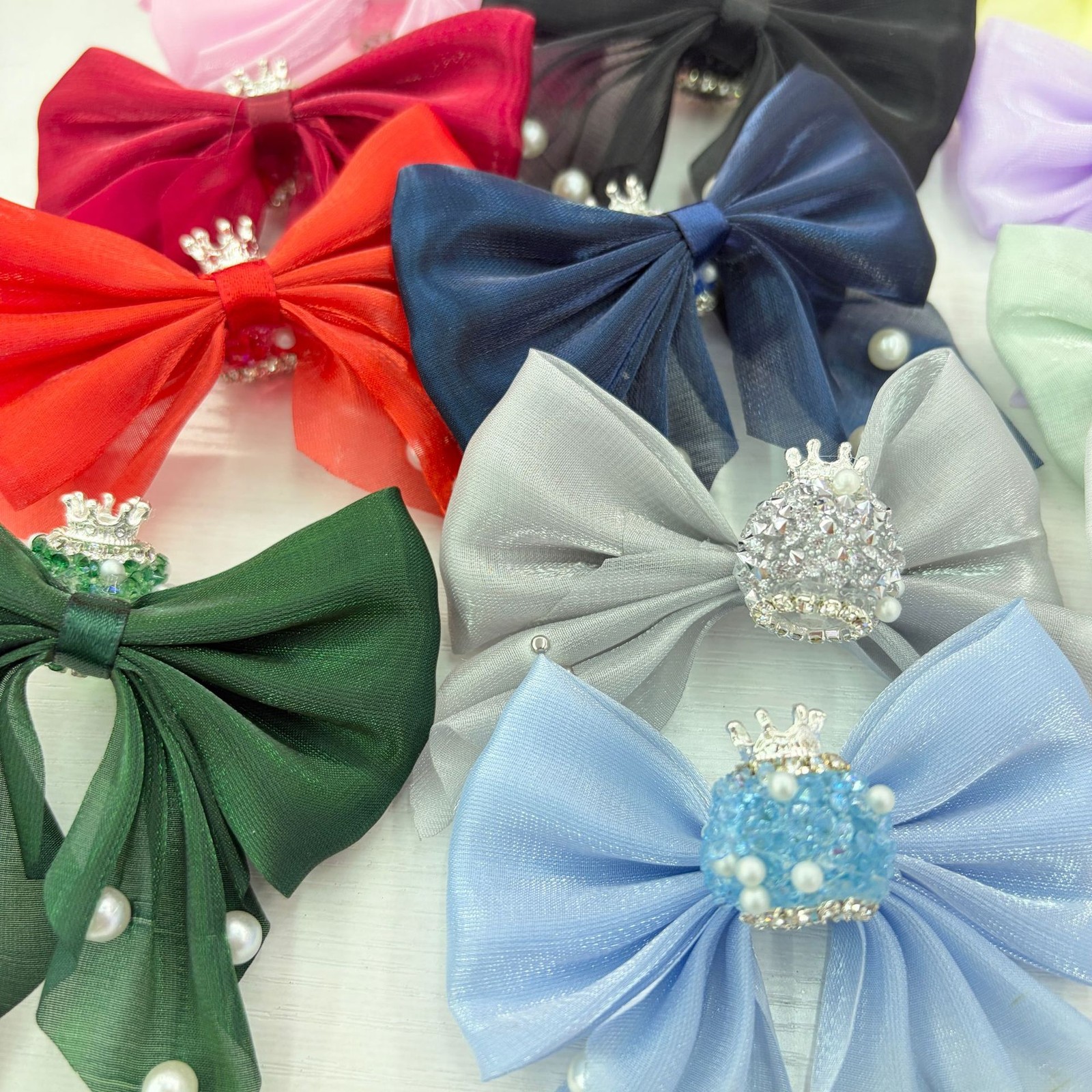 5pcs Random Luxury Bow Crown Beads Faux Pearl Mesh DIY Pen Jewelry Making Parts