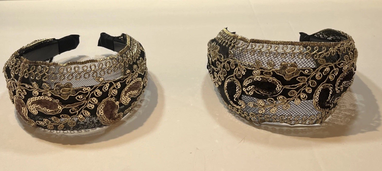 Ladies Brown And Black Lace Headband – good quality-