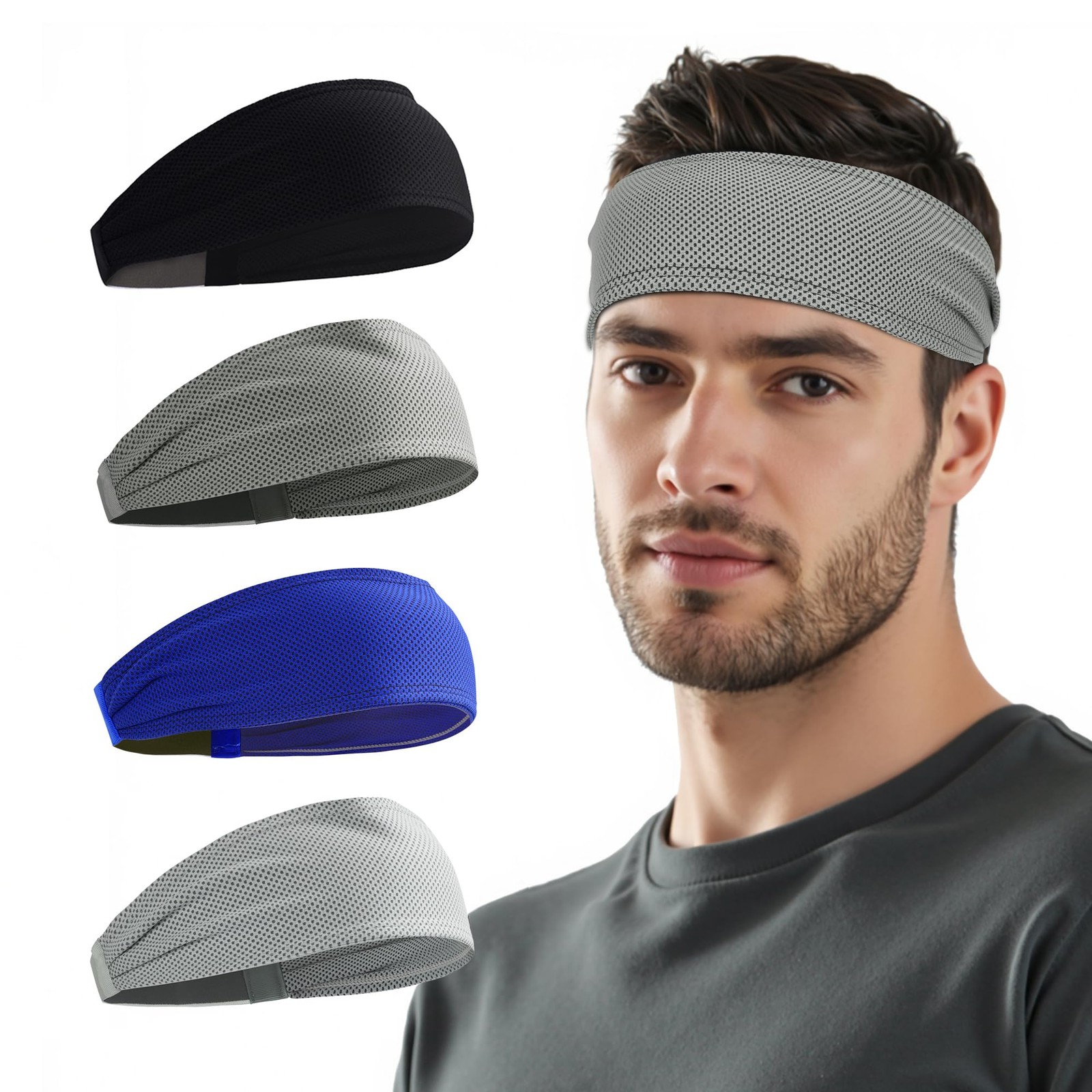 Cooling Sports Headbands for Men 4 Pack: Instant Cooling Moisture Wicking Swe…