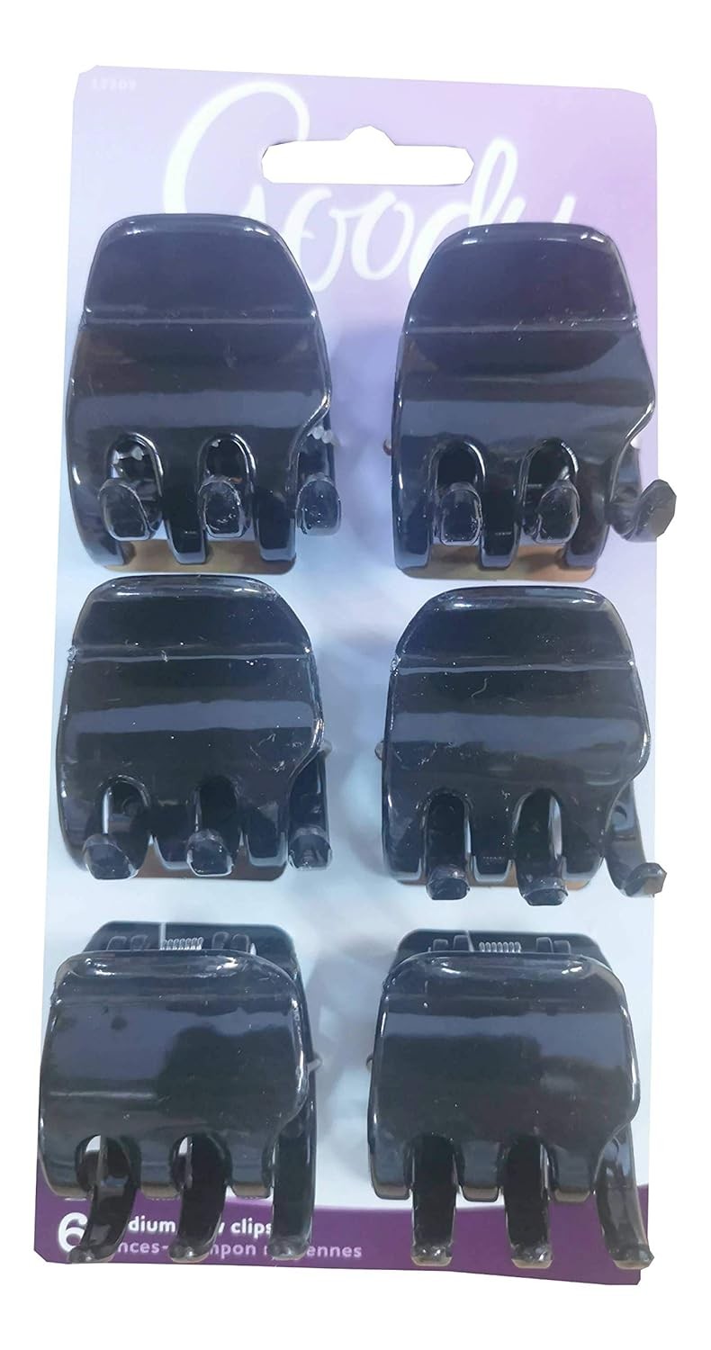 Goody Classic Claw Hair Clips – 6-Count, Clear, Brown and Black – 1/2 Claw Will