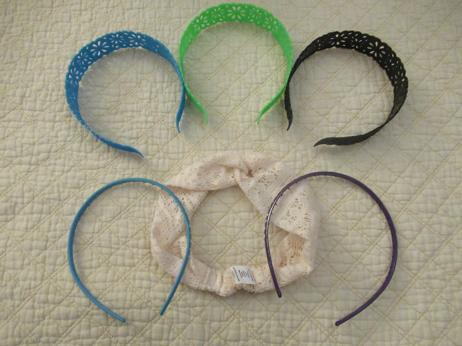 Headband Assortment (8 Accessories; Black, Purple, Blue, Green, Beige)