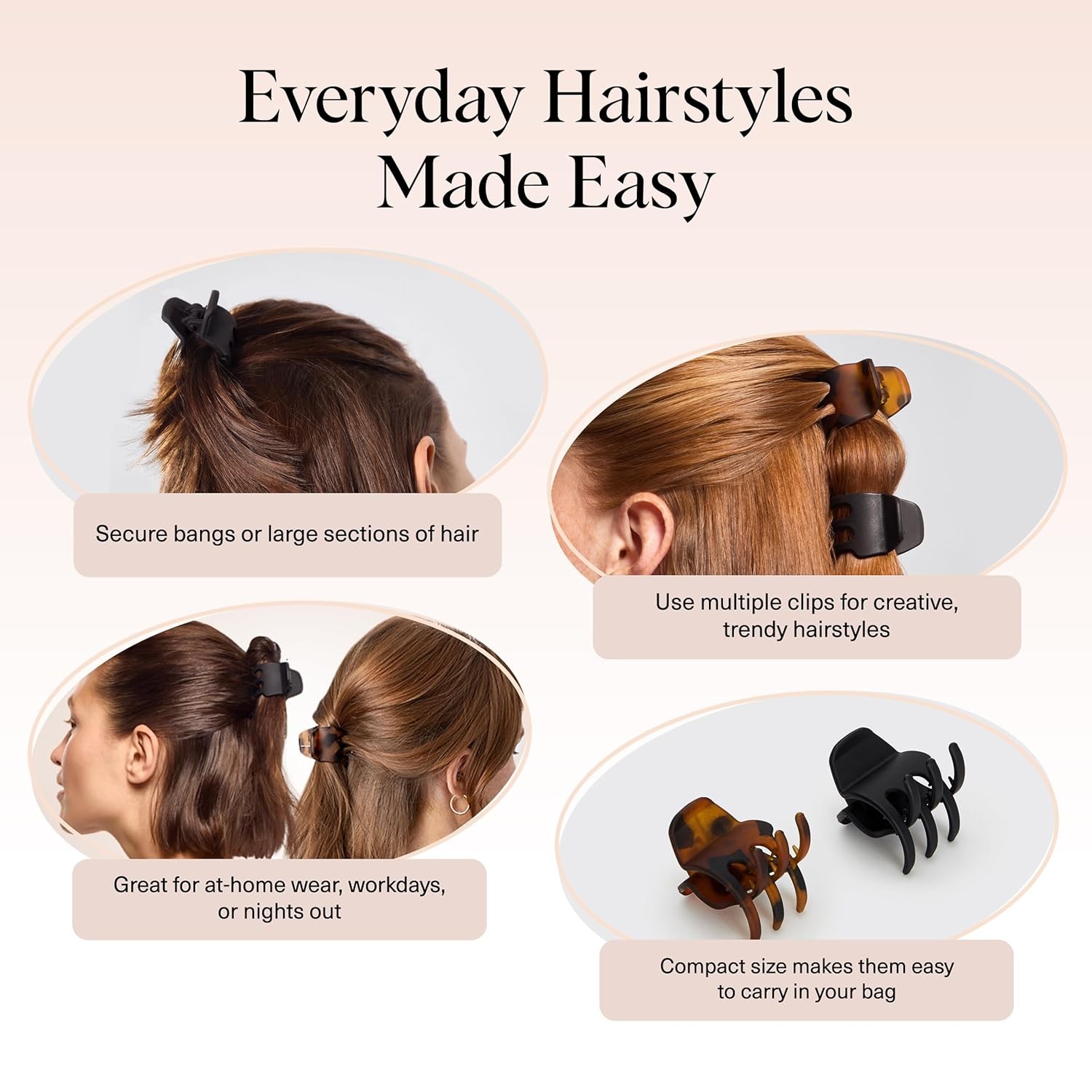 Eco-Friendly Medium Claw Clips -Cute & Stylish Short Hair Accessories for Women