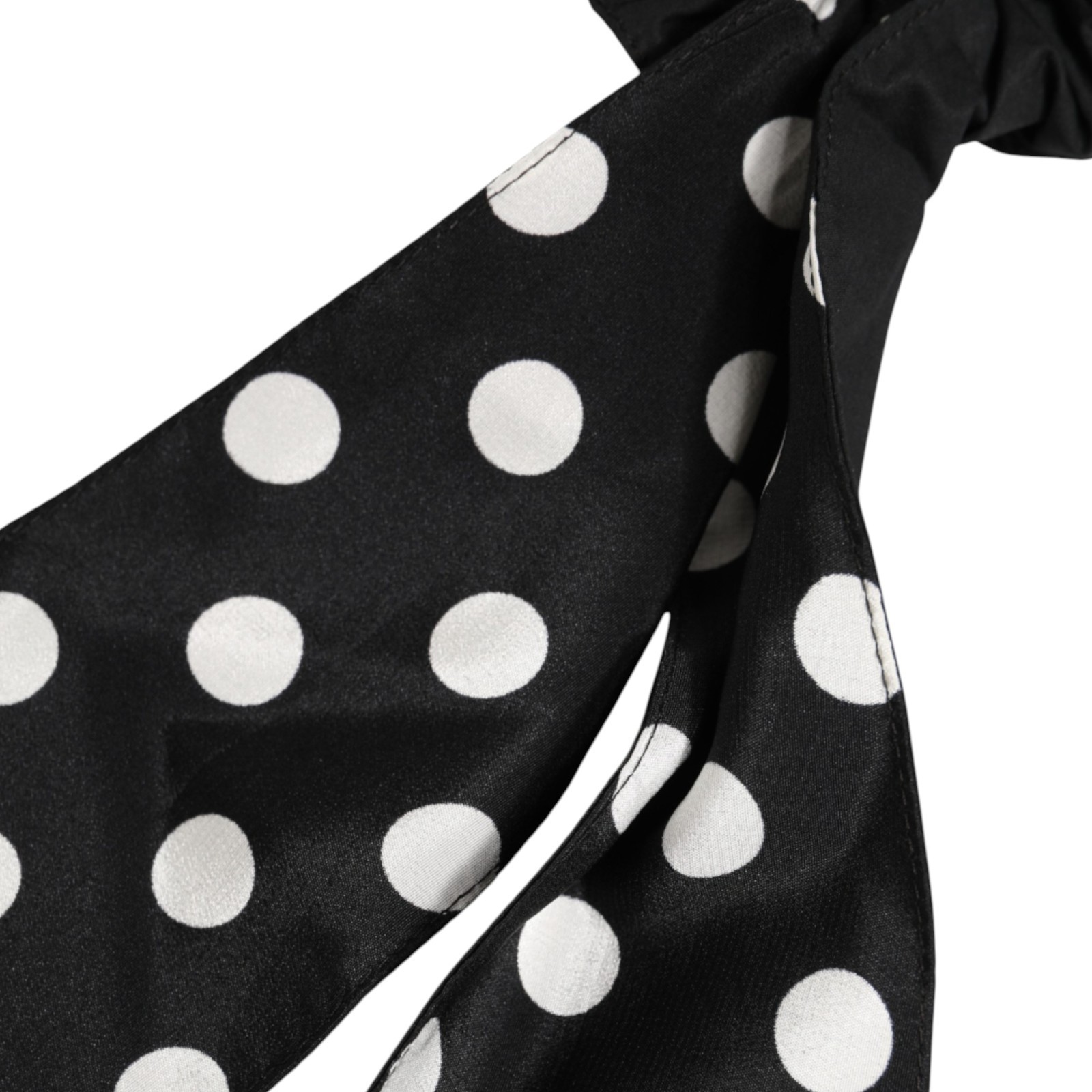 DOLCE & GABBANA Hair Scrunchie Black Cotton Polka Dot Scarf Tie Accessory 450usd