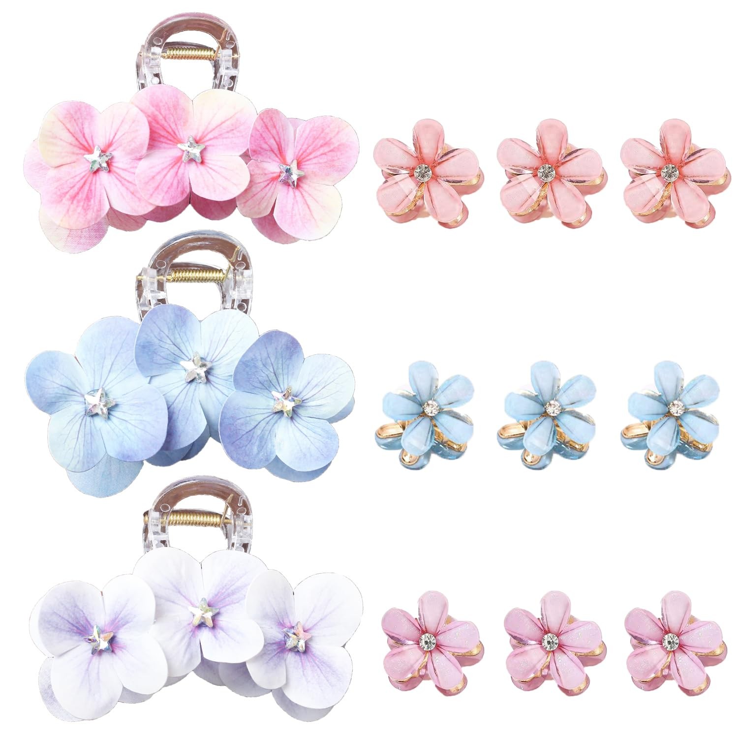 Monattrod 12Pcs Flower Hair Clips for Women, Claw 1 Count (Pack of 12), Pink