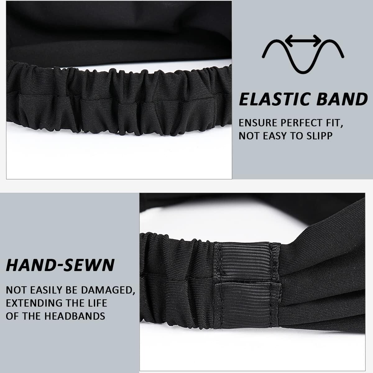 Sports Headbands Men Women Moisture Wicking Sweat Band Elastic Wide Hair Bands