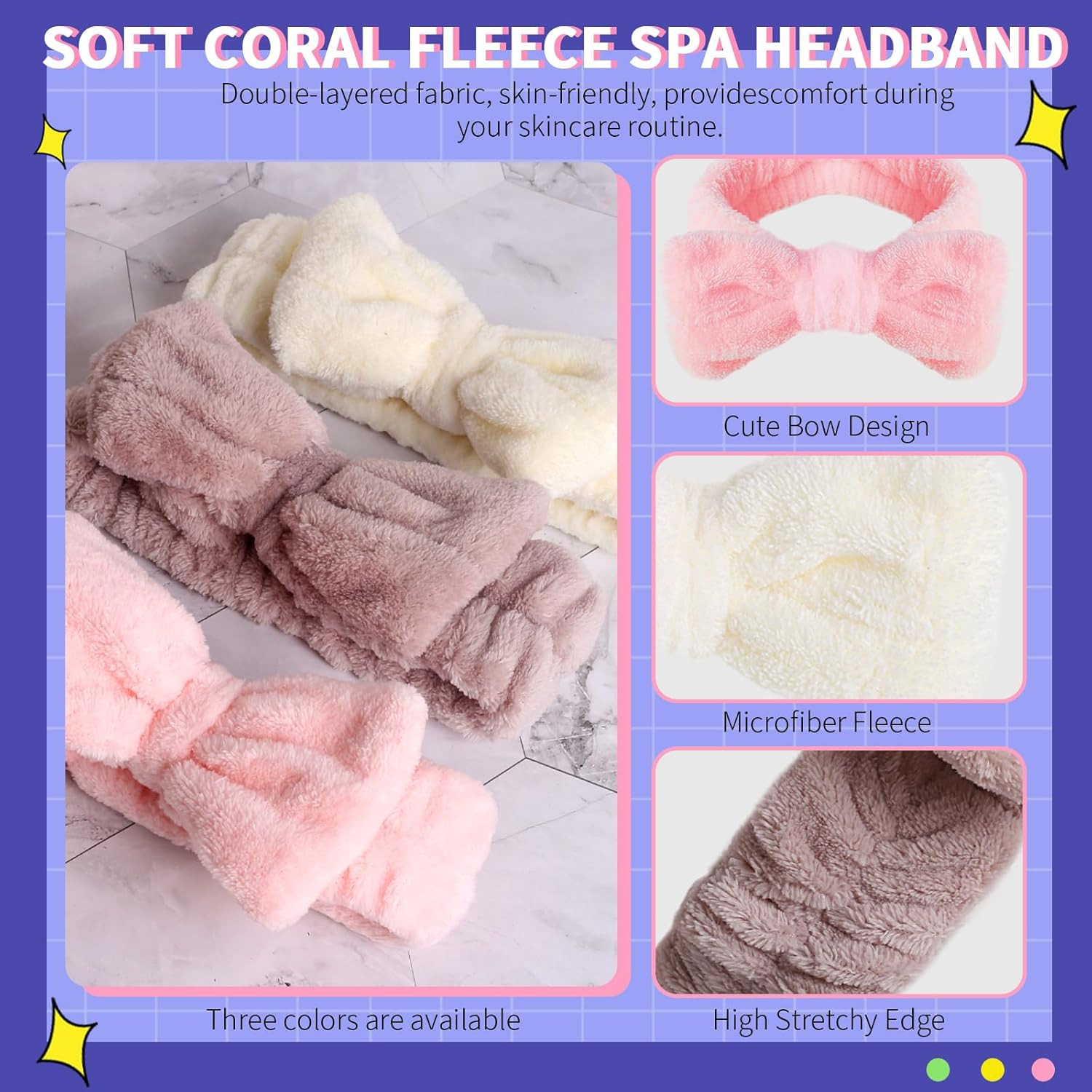 Spa Headbands, Makeup Headband,Bow Headband for Washing Face Skincare Headbands