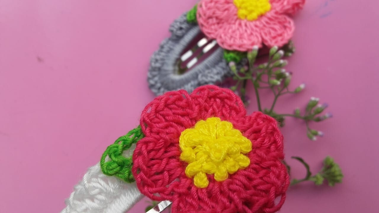 New Handmade Crochet Snap Hair Clip Accessory Girls,Women Fashion Colorful Gift