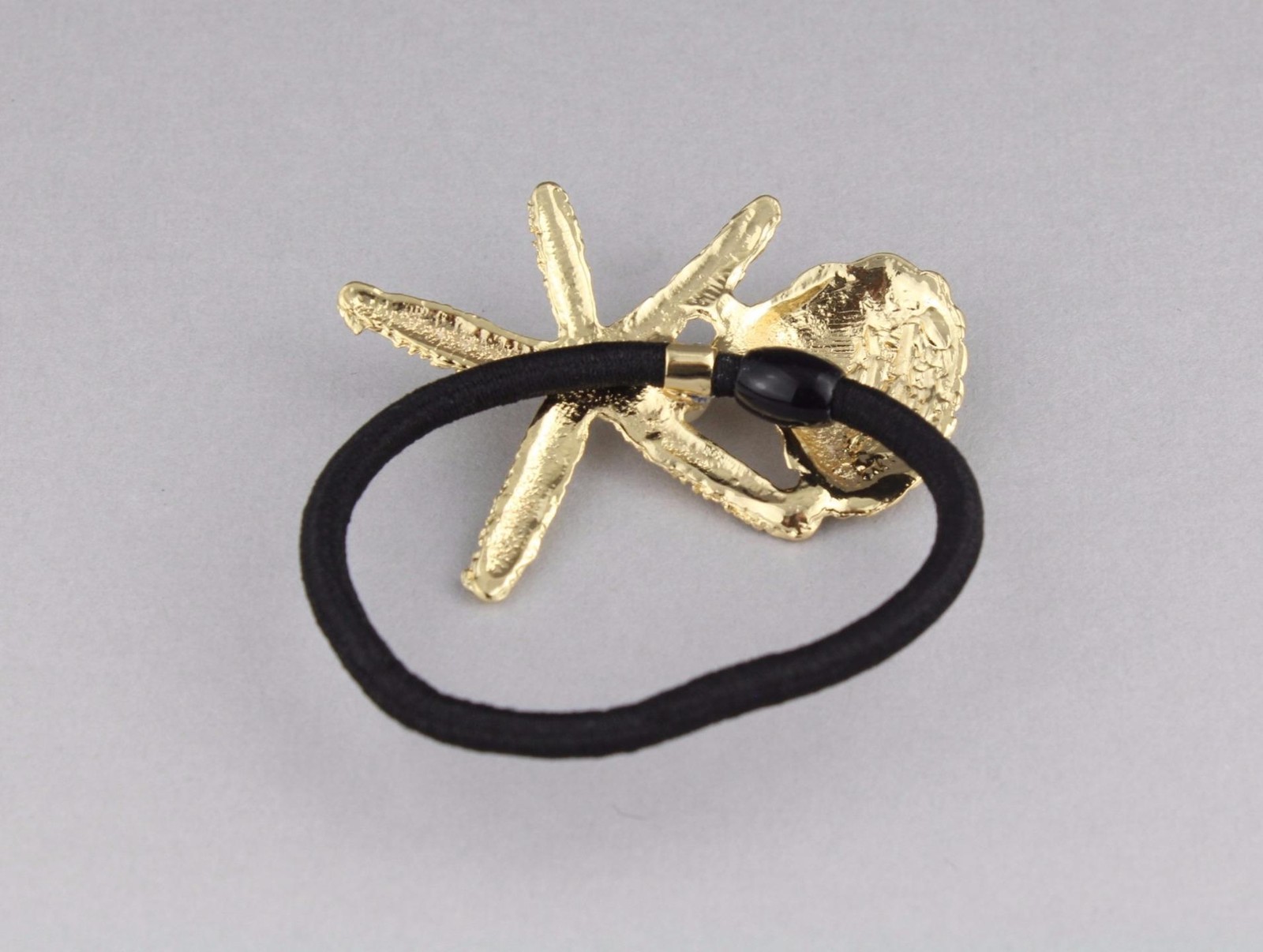 Gold starfish ponytail holder cuff gold hair tie pony tail star fish sea shell