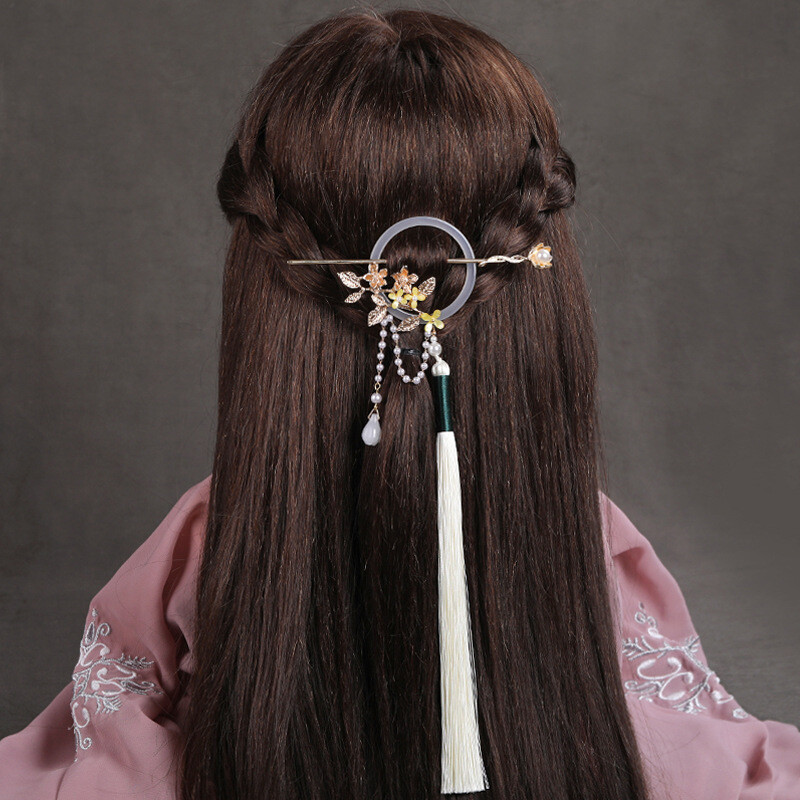 Traditional Lady Hanfu Hair Stick Bridal Retro Headdress Tassel Hairpin Chinese