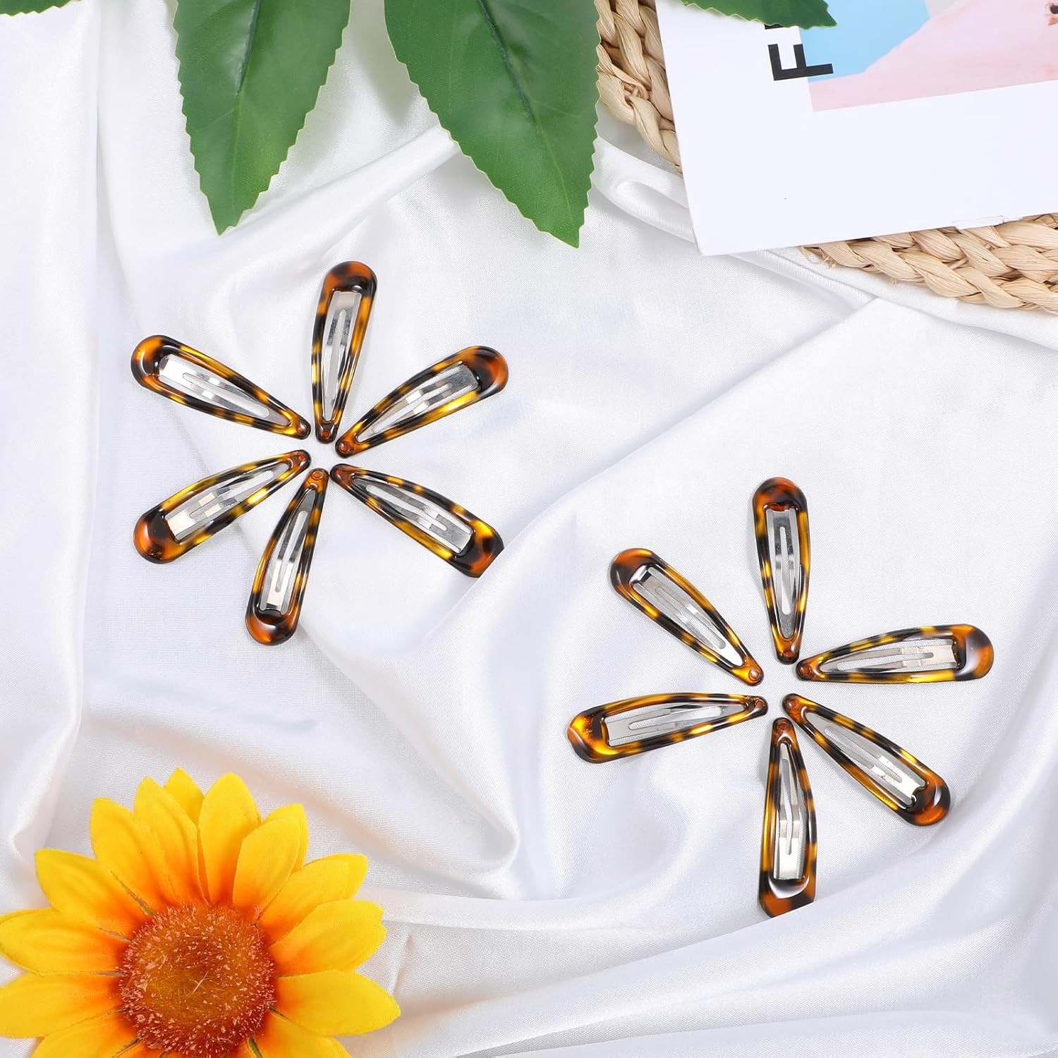 12 Pack Tortoise Snap Hair Clips Metal Barrettes Vintage Style Hair Accessories