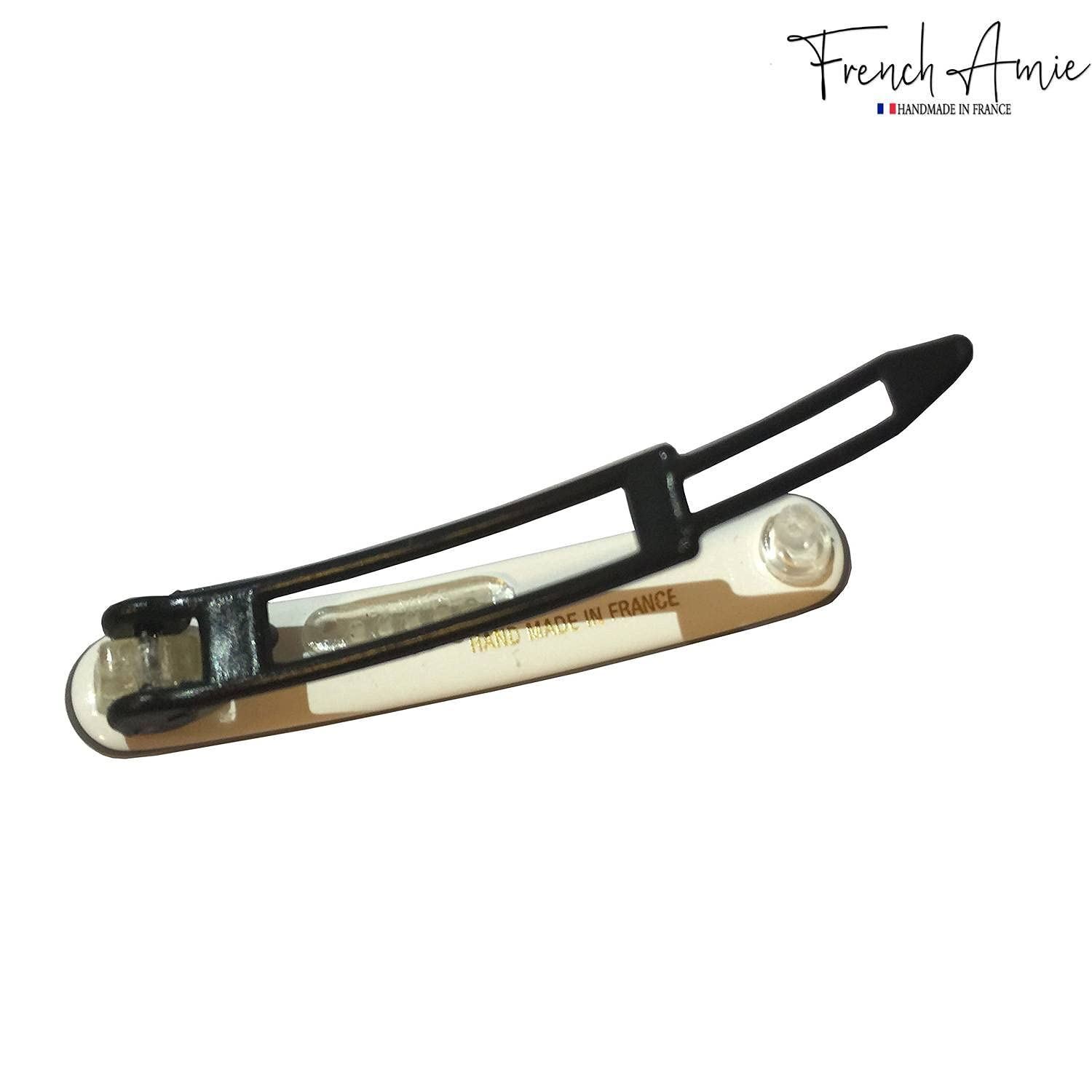 French Amie Mini Set of 2 Celluloid Handmade Metal Free Hair Clip Barrettes