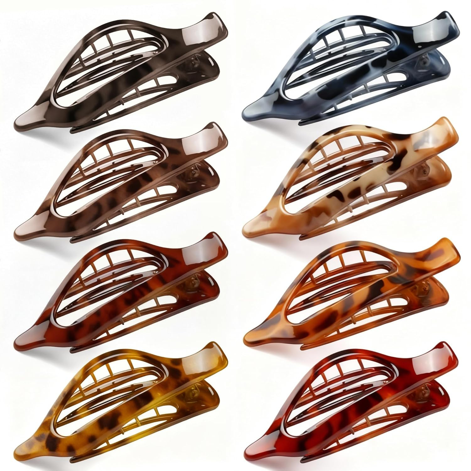 Flat Hair Clips for Women, 8 Pack French Concord Claw Clips for Thick Thin Curly
