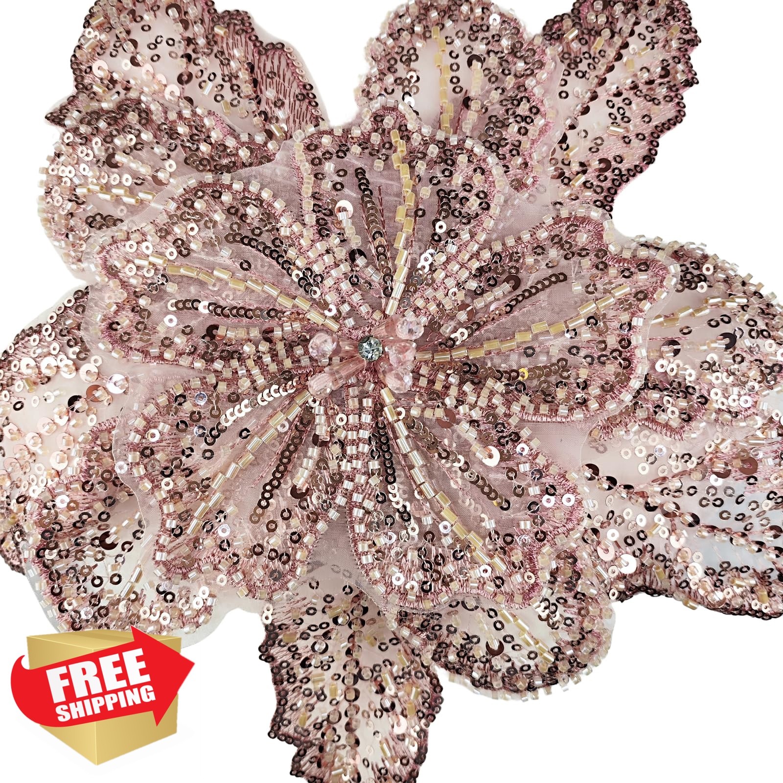Carytalee Sequin Beaded Flower Champagne Pink