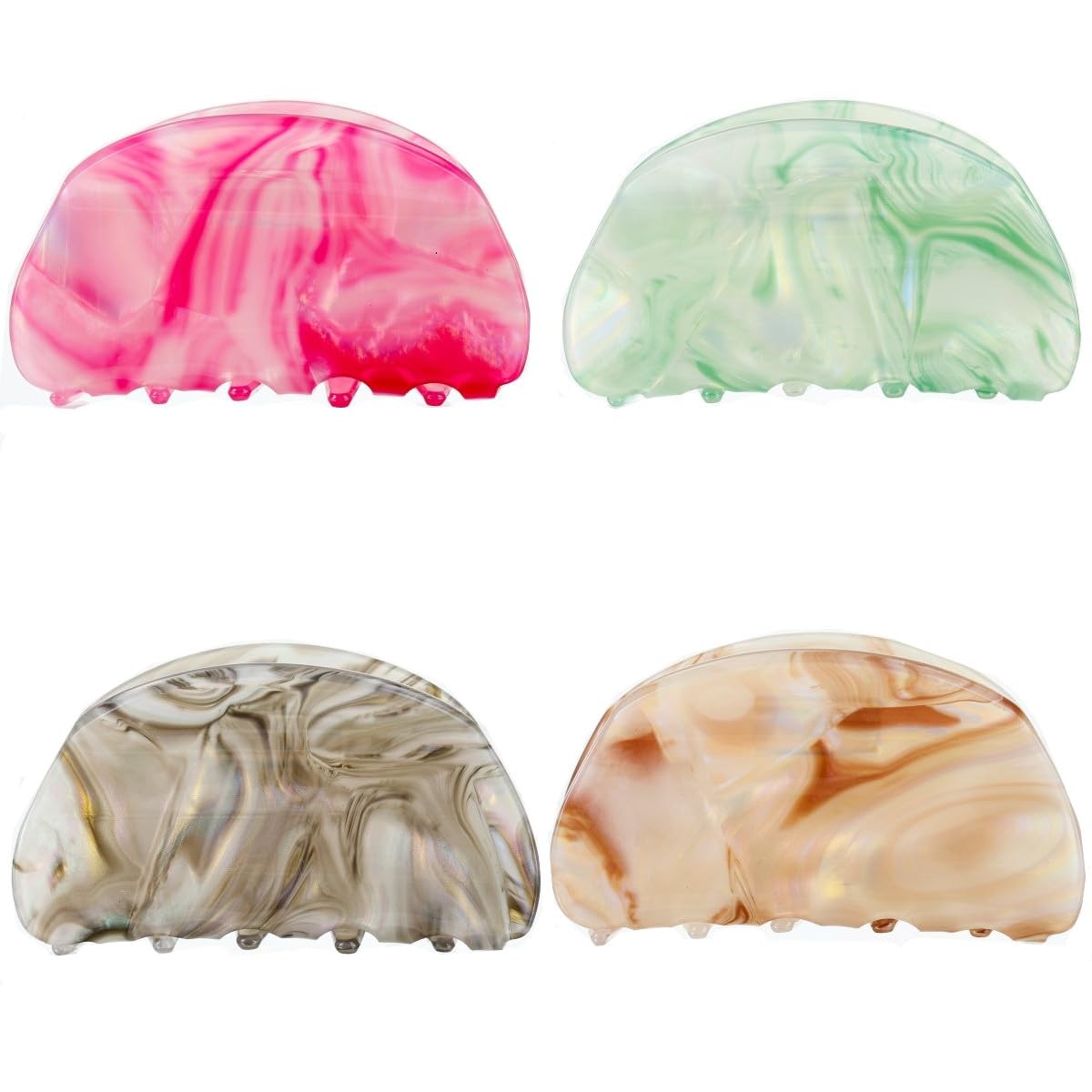 Hair Claw Clips, 3.1inch French Design Acrylic Barrettes pink, green, beige