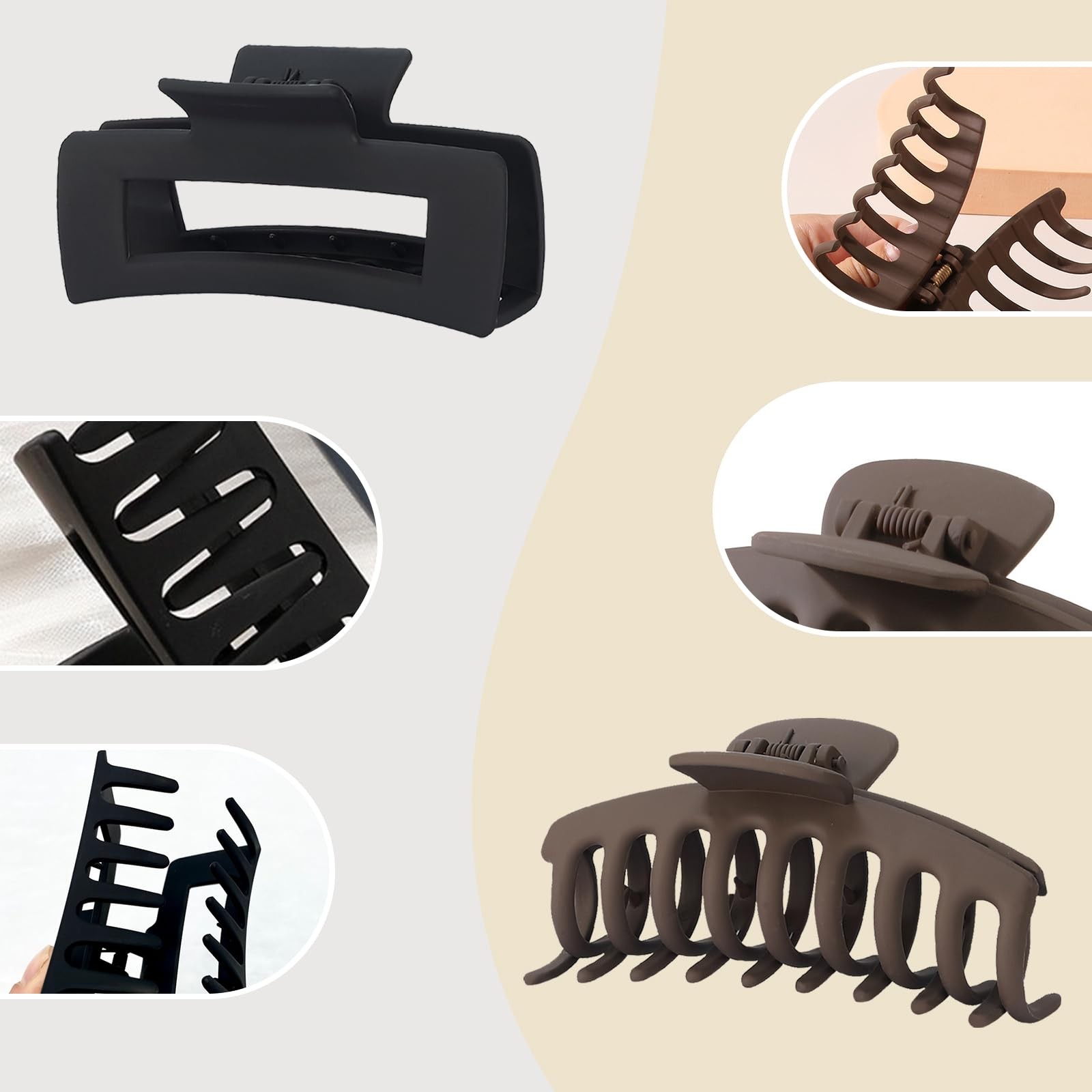 Seapaw 6 Pack Claw Clips Hair 4 Inch 1 Count (Pack of 6), Black, Brown