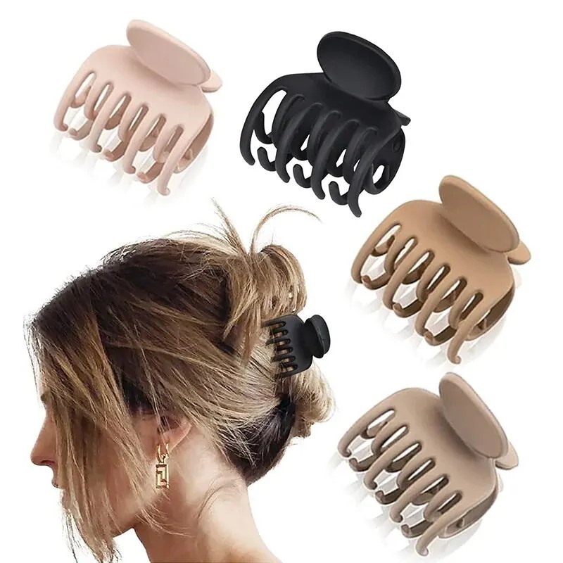 4Pcs Small Hair Claw Clips for Women Double Row Teeth Medium Hair Claws Girls Ha