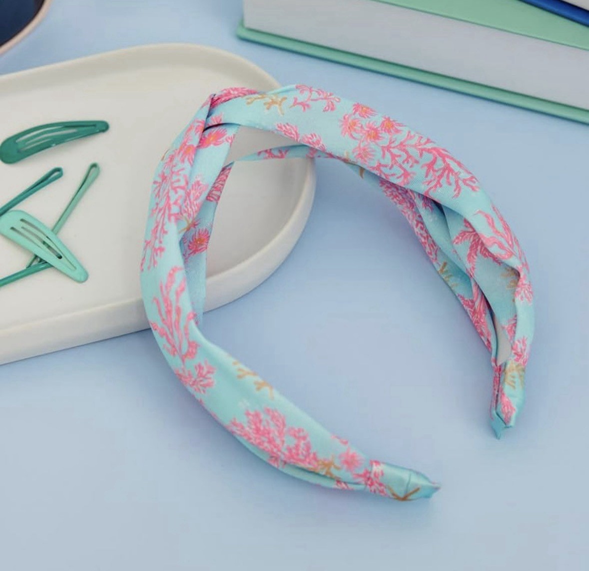 Lilly Pulitzer Twist Knot Headband, Pink Blue Coral New With Text