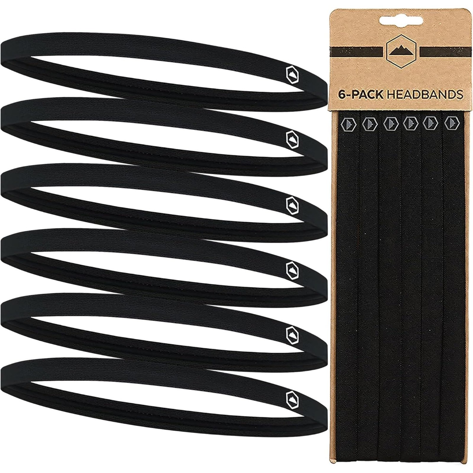 Thin Elastic Sports Headbands for Men & Women – Non-Slip Workout Hair Bands – 6-