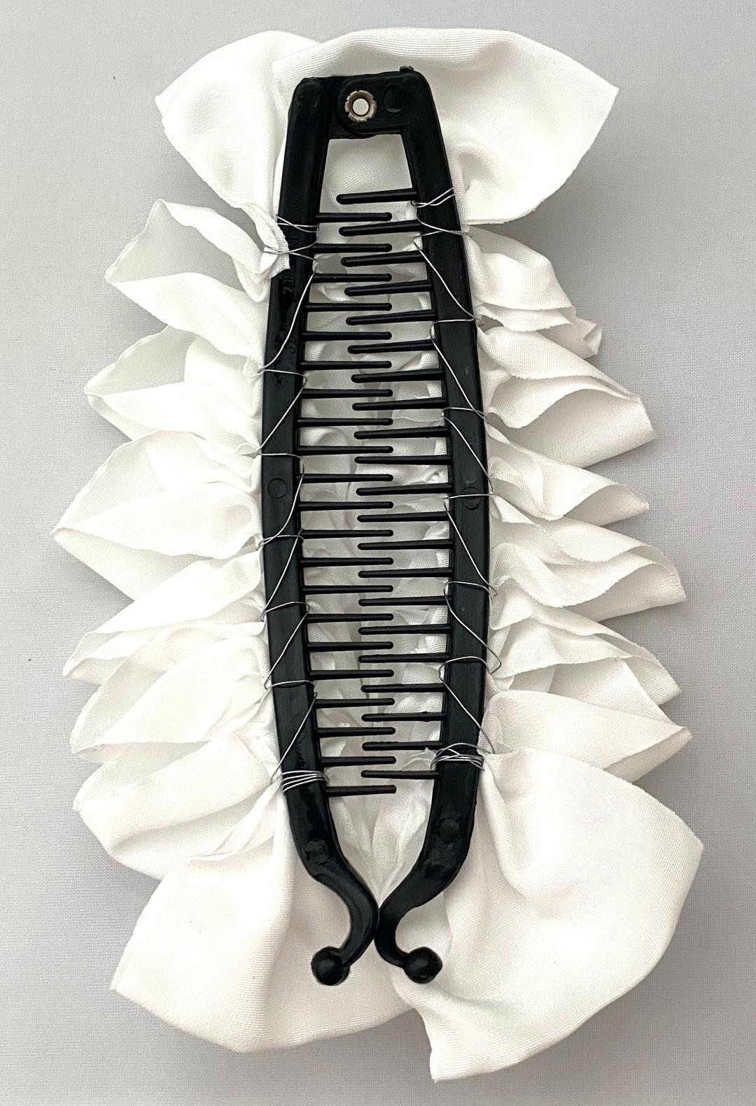 LONG BANANA HAIR CLIP WHITE BOWS ON BOTH SIDES SELECT COLOR FREE USA SHIPPING
