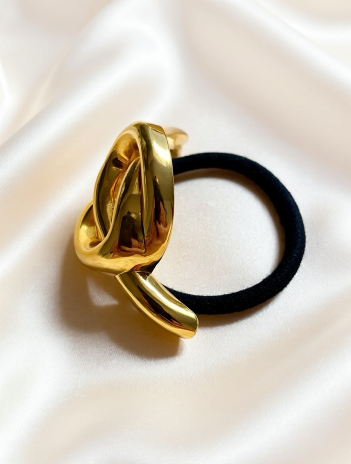 Set of 3 Hair Ties with Gold Metal Embellishments – Modern Style