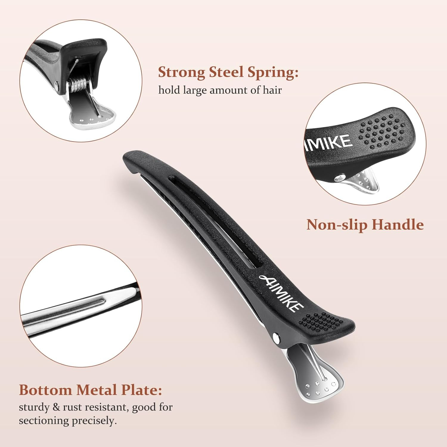 6 Pcs Non-Slip Hair Clips, Duck Bill Styling Clips for Salon & Home Use, Black