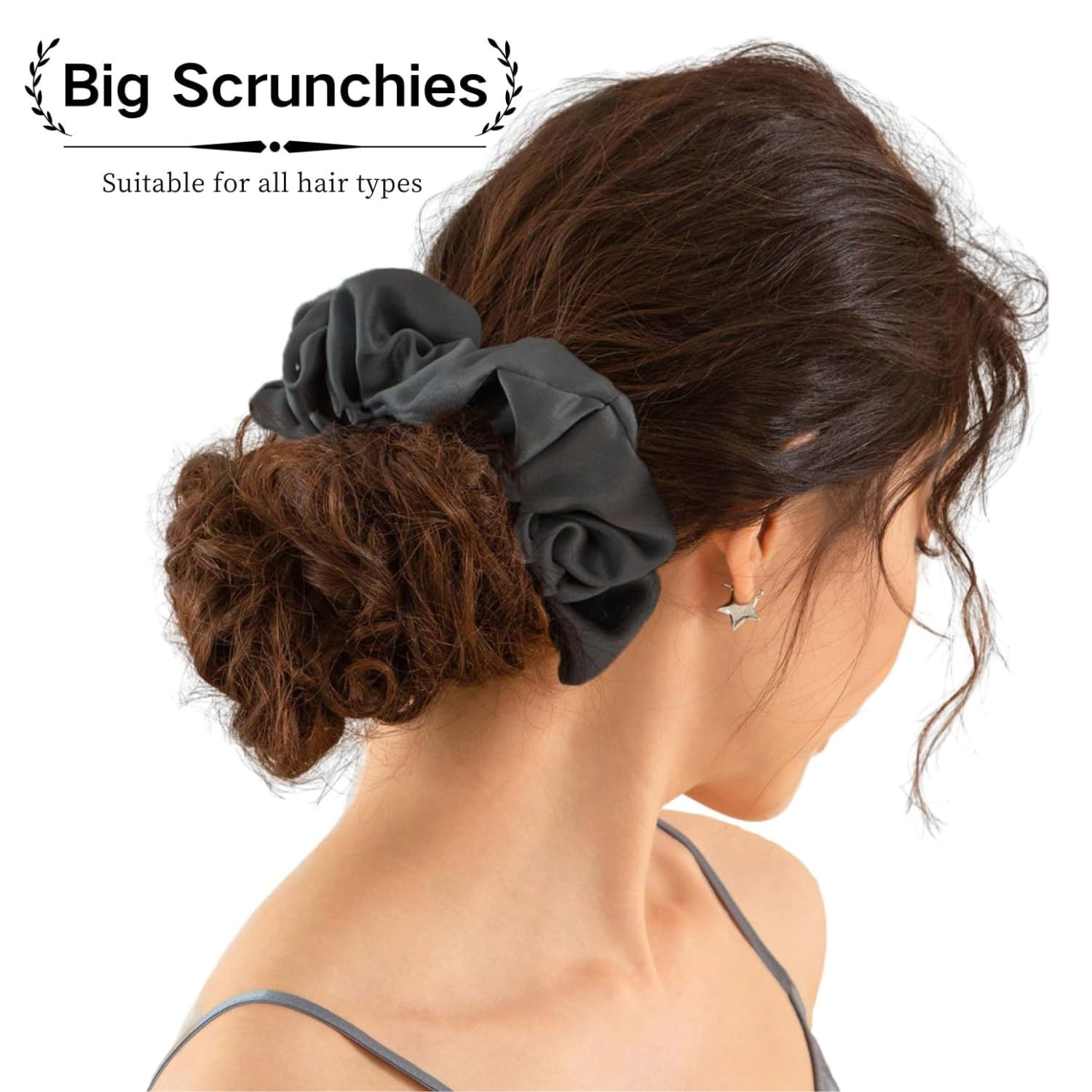 Oversized Satin Scrunchies for Women – Large Hair Ties Gentle No Damage, Soft Si