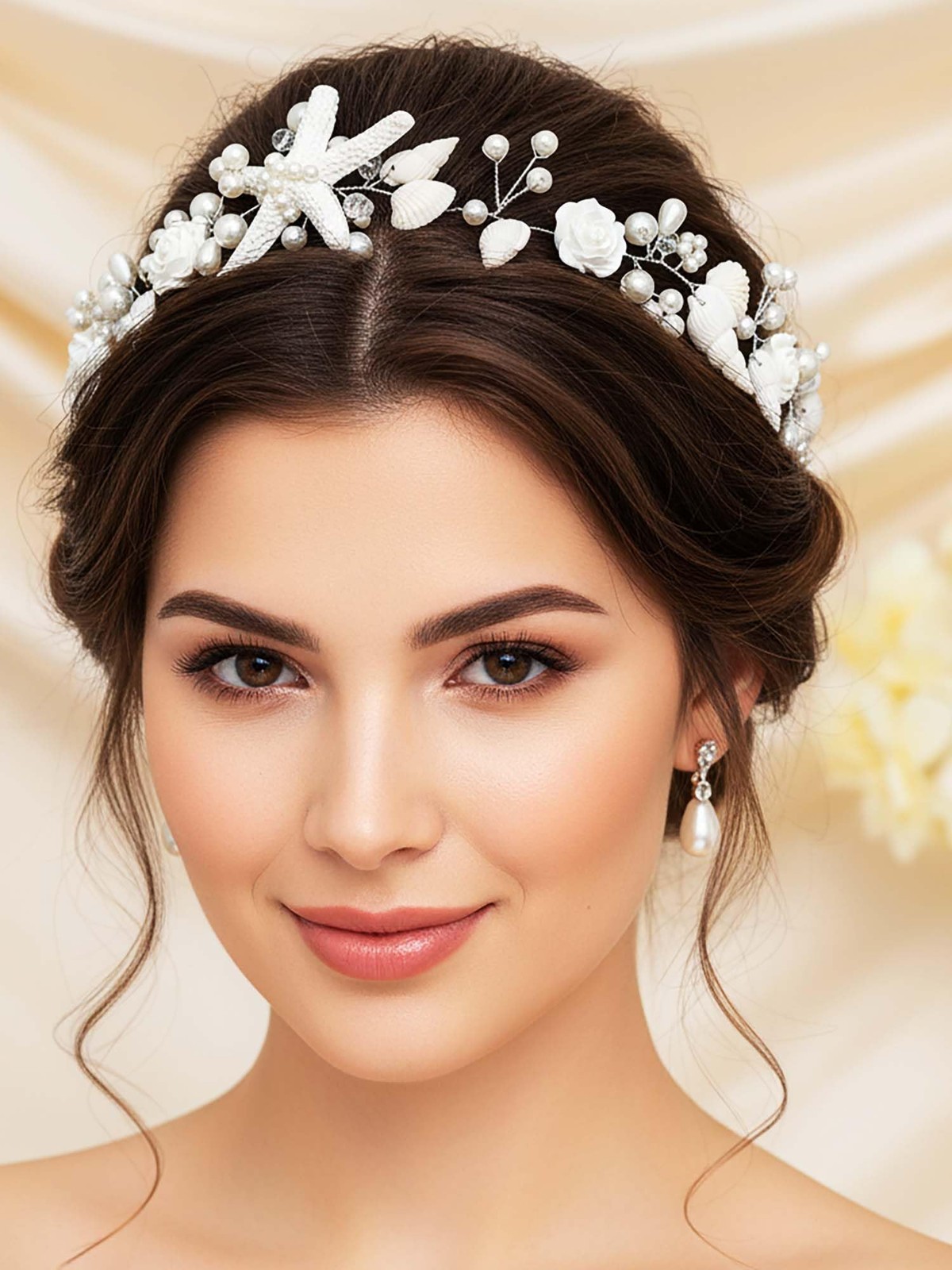 Starfish Wedding Headpiece Silver Shell Bridal Headband Beach Hair Accessory