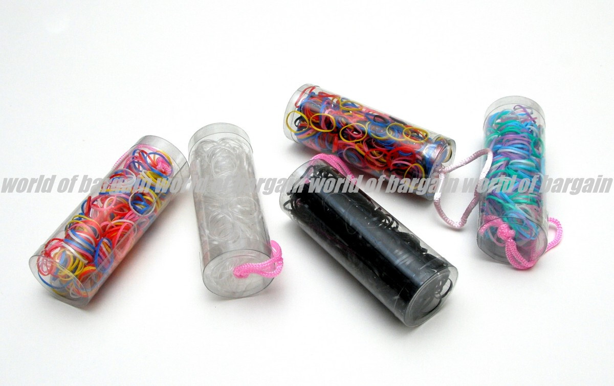 1500 ct HAIR RUBBER BANDS 1/2″ in Round Black Clear Multicolor Pony Tail Braids