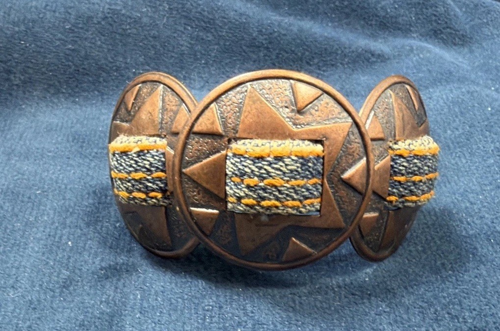 Brevete SGDG Copper Concho Denim Pony Tail Hair Clip Barrette Made in France