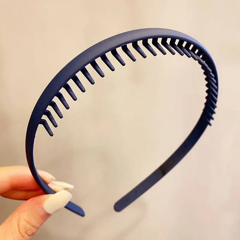 Women Simple Colorful Matte Toothed Hairbands Broken Hair Finishing Headband Out
