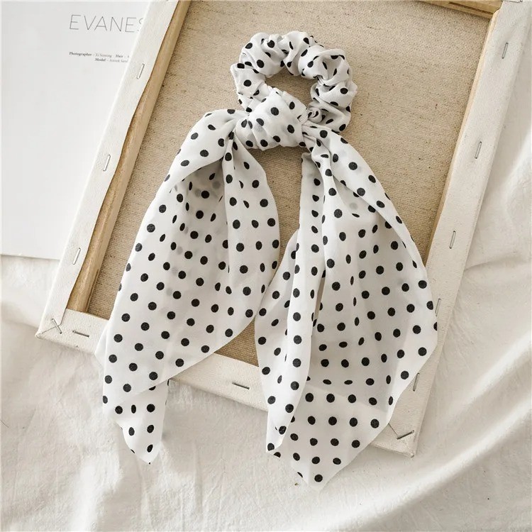 Fashion Leopard Print Bow Satin Long Ribbon Ponytail Scarf Hair Tie Scrunchies