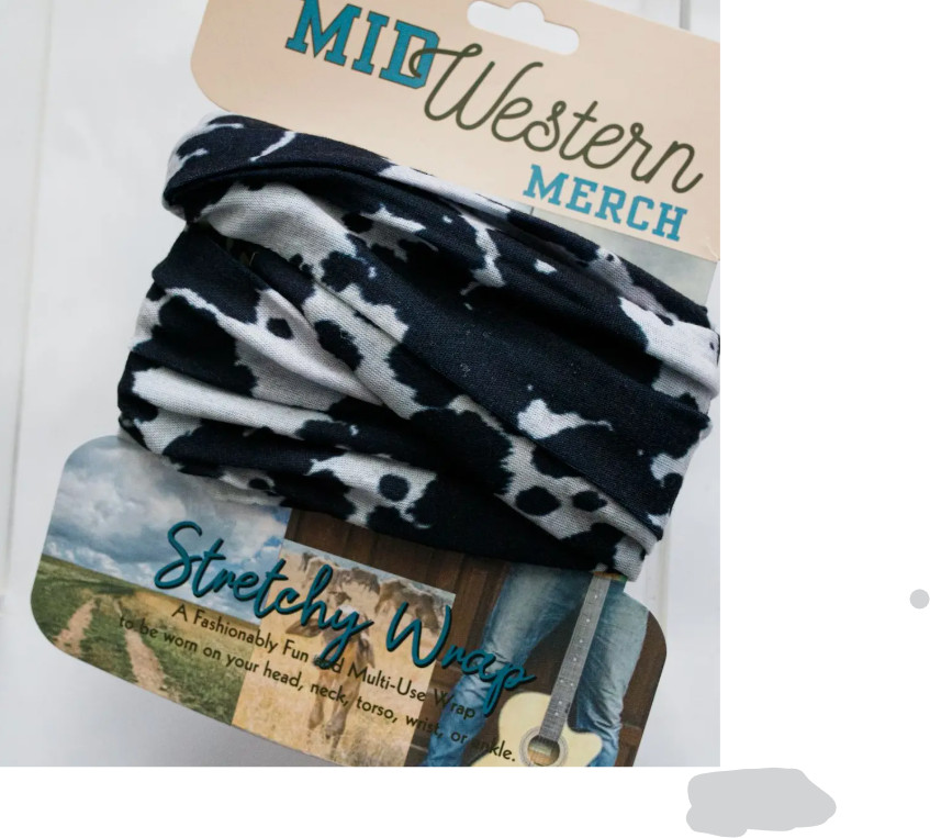 Black or Brown Cowhide Stretchy Headwrap