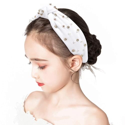 3Pcs Knot Headband for Women Pearl Knotted Head Bands Non Slip Wide Headband-C