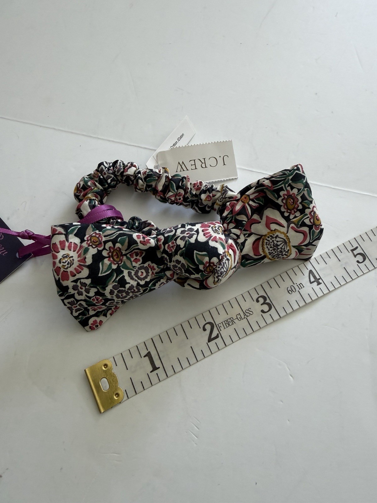 New J. CREW LIBERTY SCRUNCHIE FLORAL Multi Bow Flowers Hair Tie 100% Cotton NWT