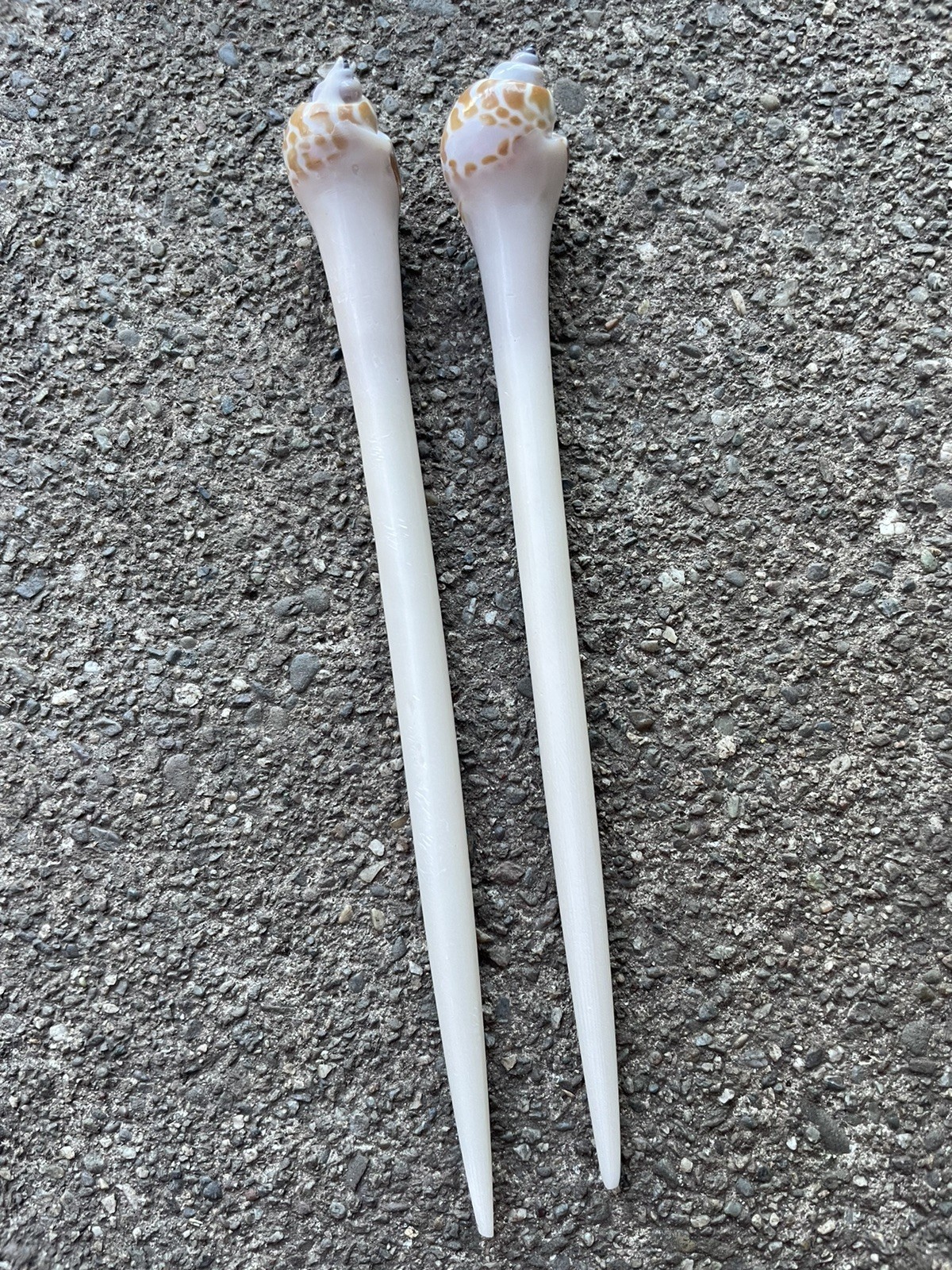 2 Shea Shell Hair Pin Bali 6,5 Inches Tall