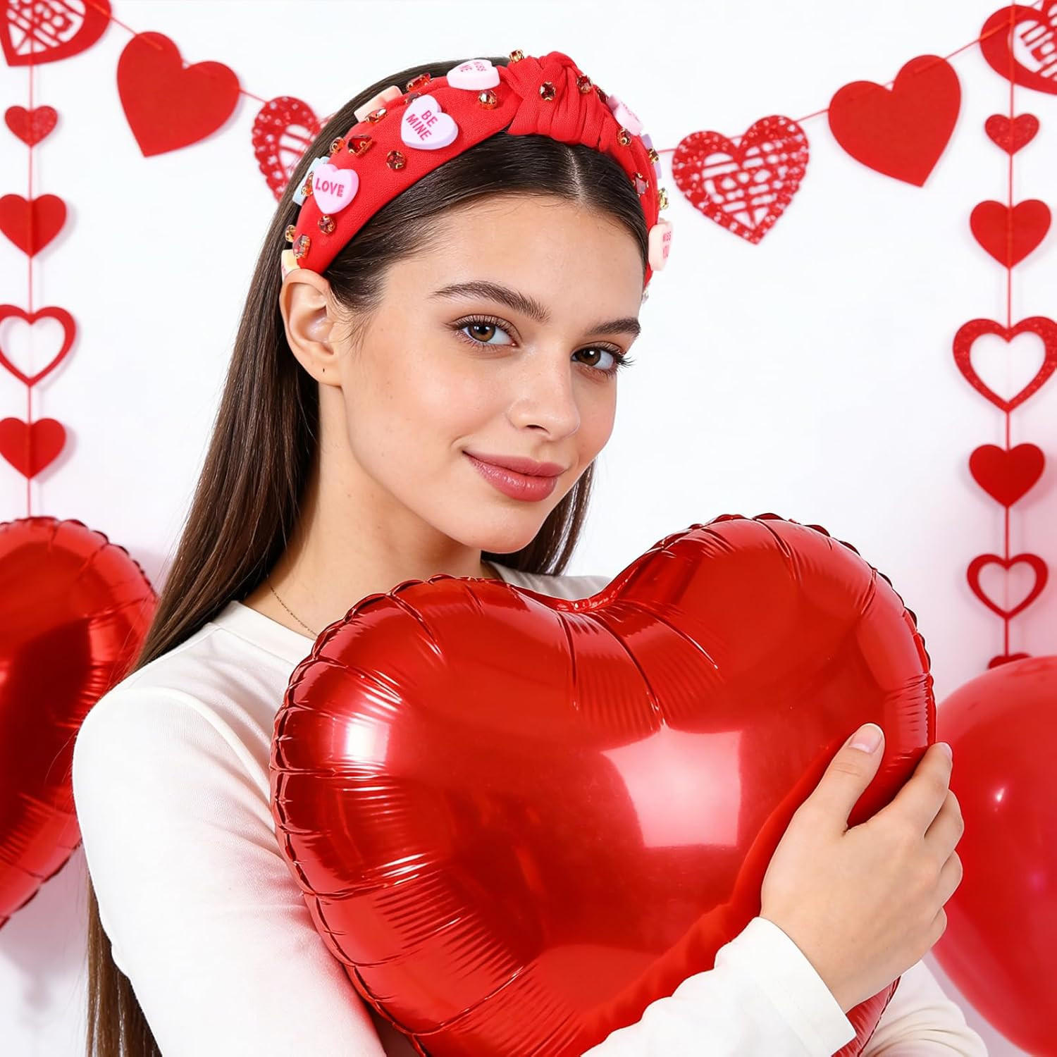 Valentines Headbands for Women Teen Girls, XOXO Love Heart Headband, Valentines