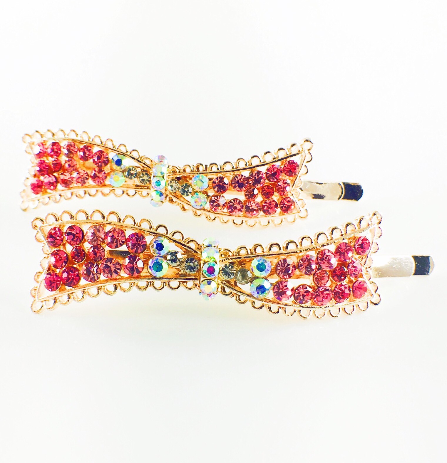 USA Quality Bobby Pin Rhinestone Crystal Hair Clip Hairpin Wedding PINK B7 Gift