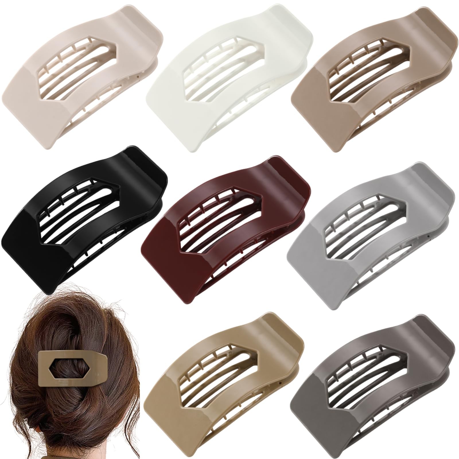 8 Pack Flat Hair Clips for Women – Glossy 1 Count (Pack of 8), MultiColors