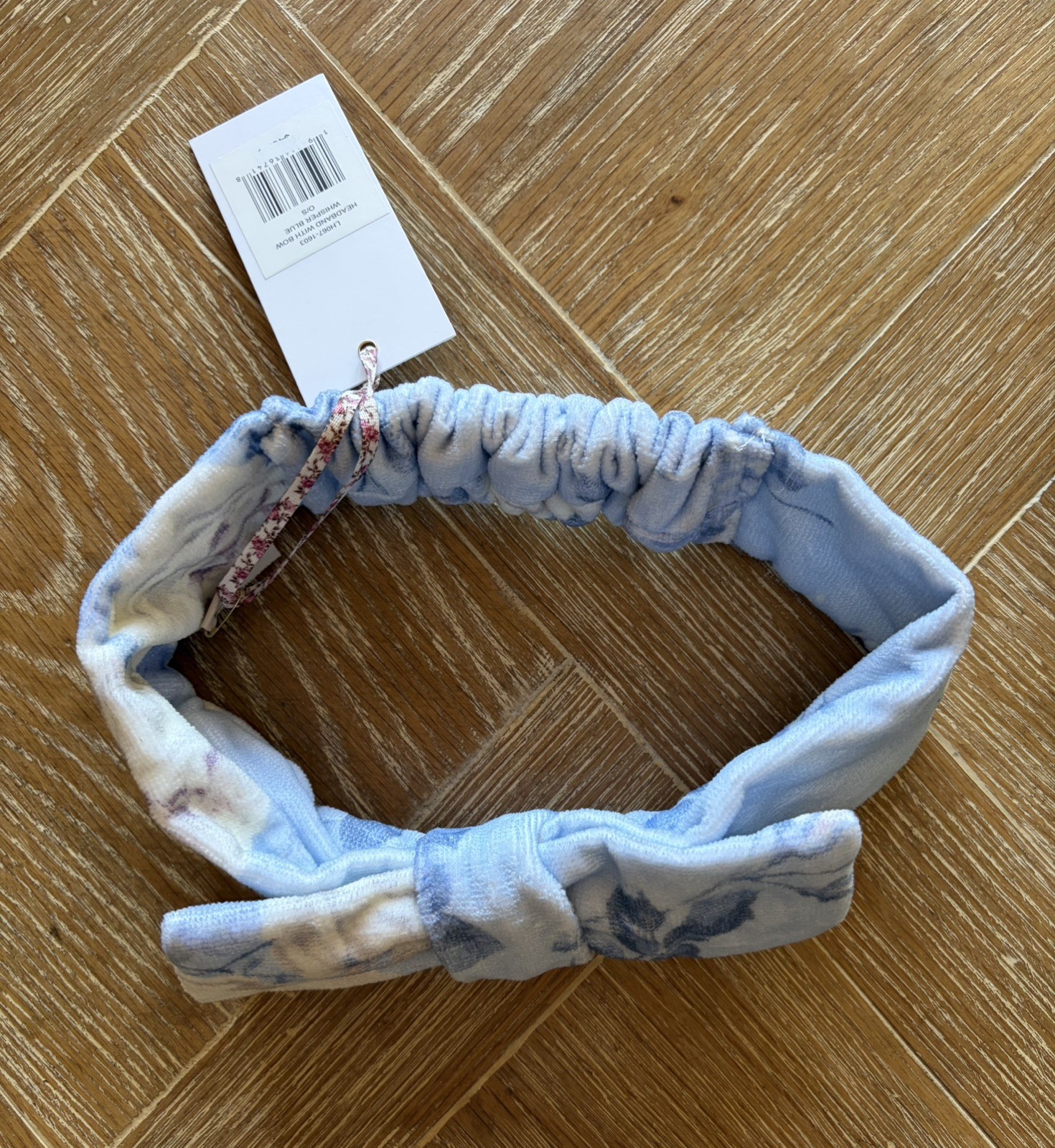 NWT $40 LoveShackFancy Handband w/ Bow, Whisper Blue, 100% Cotton