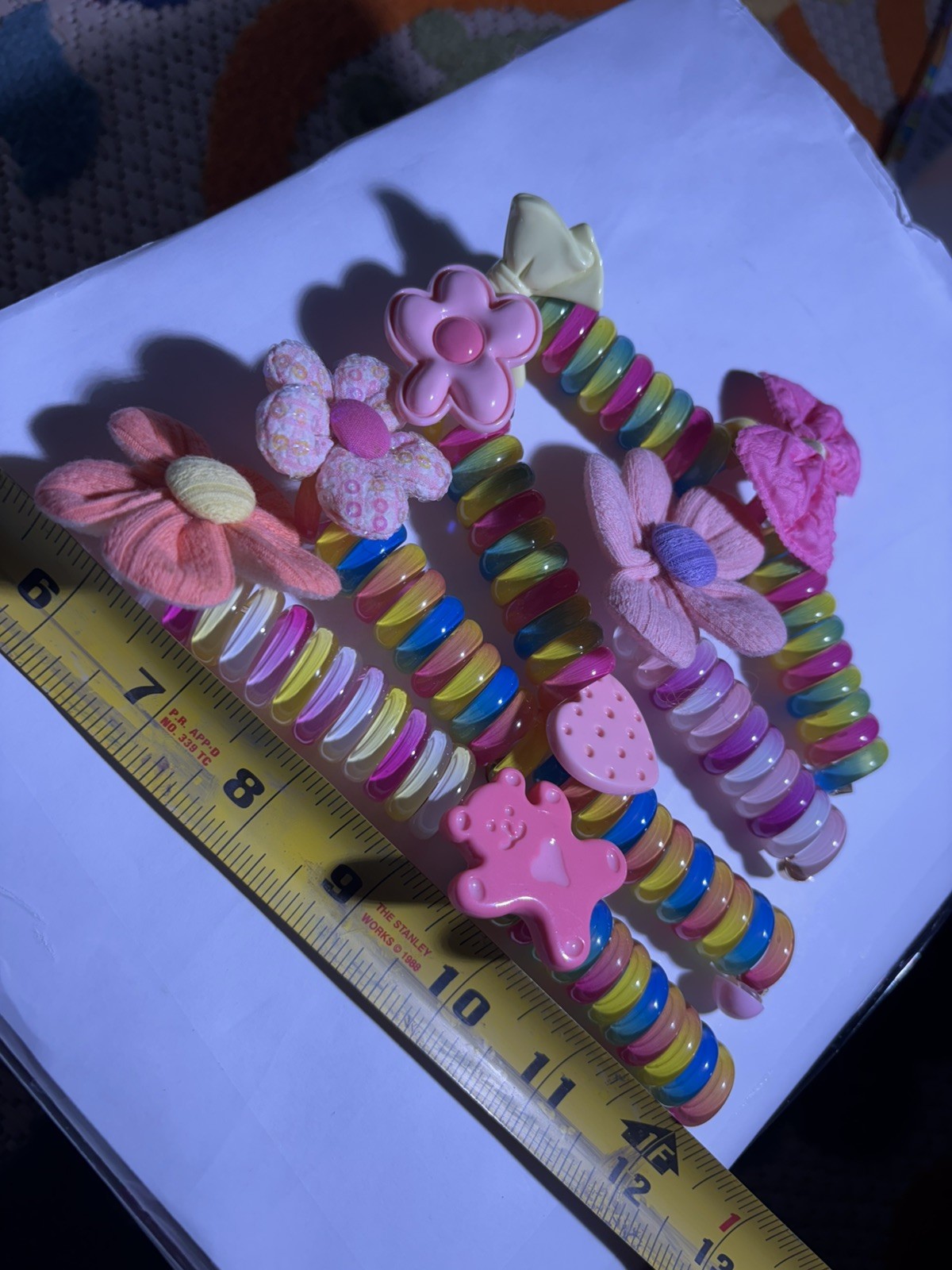 (8)-Colorful Telephone Wire Hair Bands for Kids, Bowknot Braided Spiral Hair Tie